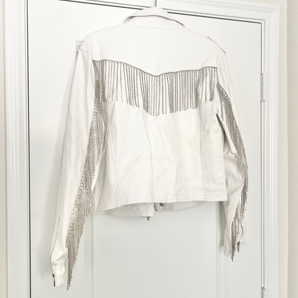 Buddy Love Rife Crystal Fringe
Vegan Leather Jacket in White - Picture 10 of 11